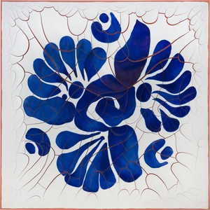 Adriana Varejão, Talavera Flower, 2020. Oil and plaster on canvas, 70 ⅞ × 70 ⅞ inches (180 × 180 cm) © Adriana Varejão. Photo: Vicente de Mello