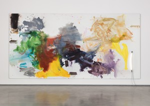 Mary Weatherford, Eden, 2017. Flashe and Neon on linen, 117 × 234 inches (297.2 × 594.4 cm) © Mary Weatherford Studio. Photo: Fredrik Nilsen Studio