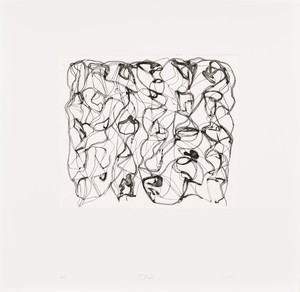 Brice Marden, #8, 2007–12. ​Etching with aquatint on Somerset textured paper, 21 ¼ × 22 ½ inches (54 × 57.2 cm), edition of 45 + 15 AP © 2025 Estate of Brice Marden/Artists Rights Society (ARS), New York. Photo: Maris Hutchinson​