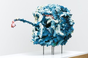 Glenn Brown, Wooden Heart, 2008. Oil paint on acrylic medium on metal armature, 35 × 58 ⅜ × 27 ⅝ inches (89 × 148 × 70 cm) © Glenn Brown