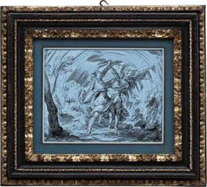 Glenn Brown, Drawing III (after Novelli), 2025. Acrylic and india ink on polyester film, in frame, 17 ⅛ × 19 ⅝ × 2 ⅛ inches (43.5 × 49.7 × 5.4 cm) © Glenn Brown. Photo: Lucy Dawkins