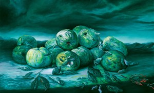 Glenn Brown, Burlesque, 2008. Oil on panel, 48 ¼ × 79 ⅞ inches (122.5 × 203 cm) © Glenn Brown