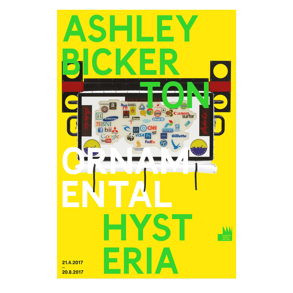 Ashley Bickerton: Ornamental Hysteria poster featuring Tormented Self-Portrait: Susie at Arles (25 Years)