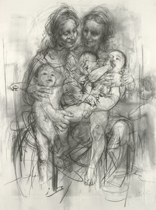 Jenny Saville, Reproduction drawing IV (after the Leonardo cartoon), 2010. Charcoal on paper, 76 ⅜ × 57 ⅛ inches (194 × 145 cm) © Jenny Saville
