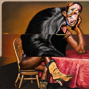 Nathaniel Mary Quinn, Dave Forsythe, 2019. Oil paint, paint stick, gouache, charcoal, soft pastel, and oil pastel on linen over wood panel, 47 ⅝ × 47 ⅝ inches (121 × 121 cm), Crystal Bridges Museum of American Art, Bentonville, Arkansas © Nathaniel Mary Quinn. Photo: Hugard &amp; Vanoverschelde