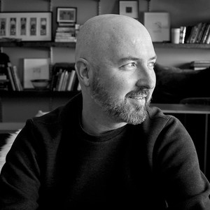 Black and white portrait of Douglas Stuart