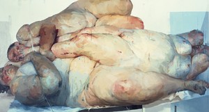Jenny Saville, Fulcrum, 1998–99. Oil on canvas, 103 × 192 inches (261.6 × 487.7 cm), The Broad, Los Angeles © Jenny Saville