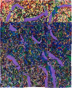 Rick Lowe, The Harbour Fragment Series: Fragment 18, 2025. Acrylic and paper collage on paper, 60 × 48 inches (152.4 × 121.9 cm) © Rick Lowe Studio. Photo: Thomas Dubrock