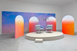 Alex Israel, As It Lays, 2012. Mixed media, including flats, stage, Sky Backdrop painting, and sign, overall dimensions variable, Museum of Contemporary Art, Los Angeles Installation view, Le Consortium, Dijon, France, 2013 © Alex Israel