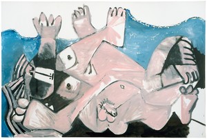 Pablo Picasso, Étreinte, June 1, 1972. Oil on canvas, 51 ¼ × 76 ¾ inches (130 × 195 cm) © 2018 Estate of Pablo Picasso/Artist Rights Society (ARS), New York