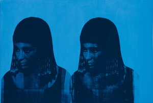 <p>Andy Warhol, <em>Double Liz as Cleopatra</em>, 1962, silkscreen ink and acrylic on linen, 21 ⅛ × 31 ¼ inches (53.8 × 79.4 cm)</p>