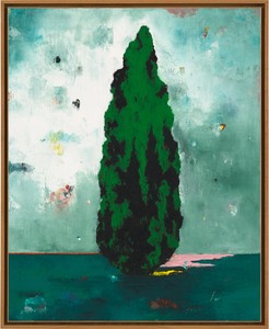 Harold Ancart, Cyprès, 2024. Oil stick and pencil on canvas, in artist’s frame, 59 × 48 ½ × 2 inches (149.9 × 123.2 × 5.1 cm) © Harold Ancart. Photo: JSP Art Photography