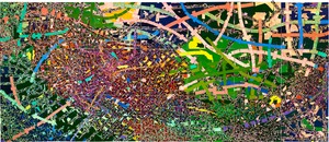 Rick Lowe, Cavafy Remains, 2024. Acrylic and paper collage on canvas, 144 × 336 inches (365.8 × 853.4 cm) © Rick Lowe Studio. Photo: Thomas Dubrock