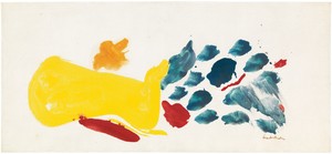 Helen Frankenthaler, Celebration Bouquet, 1962. Oil on sized, primed linen, 13 ⅜ × 29 ⅜ inches (34 × 74.6 cm) © 2018 Helen Frankenthaler Foundation, Inc./Artists Rights Society (ARS), New York