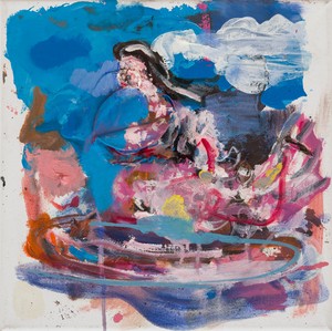 Albert Oehlen, Untitled, 2025. Oil and lacquer on canvas, 12 × 12 inches (30.5 × 30.5 cm) © Albert Oehlen. Photo: Jeff McLane