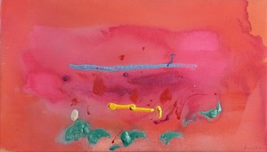 Helen Frankenthaler, Covent Garden Study: Final Maquette for Set, Third Movement, Royal Ballet Number Three, 1984. Acrylic on canvas, 16 ⅛ × 28 ¾ inches (41 × 73 cm), Kettle’s Yard, University of Cambridge © 2018 Helen Frankenthaler Foundation, Inc./Artists Rights Society (ARS), New York