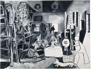 Pablo Picasso, Les Ménines: vue d’ensemble (d’après Valázquez), 1957. Oil on canvas, 76 ⅜ × 102 3⅜ inches (194 × 260 cm), Museu Picasso, Barcelona © 2018 Estate of Pablo Picasso/Artist Rights Society (ARS), New York