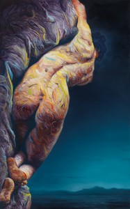 Glenn Brown, Marie Berna/Die Toteninsel (The Isle of the Dead), 2014. Oil on panel, 63 × 39 ⅜ inches (160 × 100 cm) © Glenn Brown