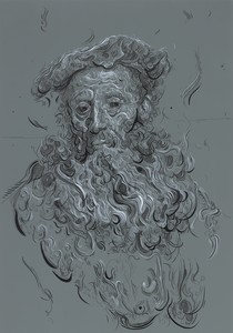 Glenn Brown, Drawing 36 (after Flinck), 2015. India ink and acrylic on panel, 33 ¾ × 23 ⅝ inches (85.5 × 60 cm) © Glenn Brown. Photo: Prudence Cuming Associates Ltd