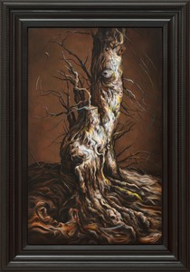 Glenn Brown, The Joy of Sex, 2025. Acrylic and ink on panel, in frame, 45 ⅝ × 32 × 2 ⅞ inches (115.7 × 81.1 × 7.2 cm) © Glenn Brown. Photo: Lucy Dawkins