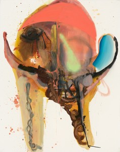 Albert Oehlen, Untitled, 2023. Acrylic, oil, and lacquer on canvas, 96 ⅛ × 76 inches (244 × 193 cm) © Albert Oehlen. Photo: Simon Vogel