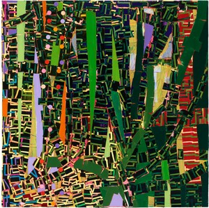 Rick Lowe, The Harbour Fragment Series: Fragment 8, 2025. Acrylic and paper collage on canvas, 48 × 48 inches (121.9 x 121.9 cm) © Rick Lowe Studio. Photo: Thomas Dubrock