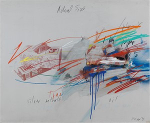 Michael Heizer, Actual Size, 1978. Photo, etched, inked, and gummed, with paint and pencil on lithography plate, 36 ½ × 44 ½ inches (92.7 × 113 cm) © Michael Heizer