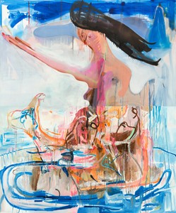 Albert Oehlen, Untitled, 2025. Acrylic, oil, and lacquer on canvas, 108 × 90 inches (274.3 × 228.6 cm) © Albert Oehlen. Photo: Simon Vogel